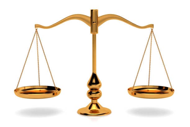 Scales of justice representing career opportunities in prosecution